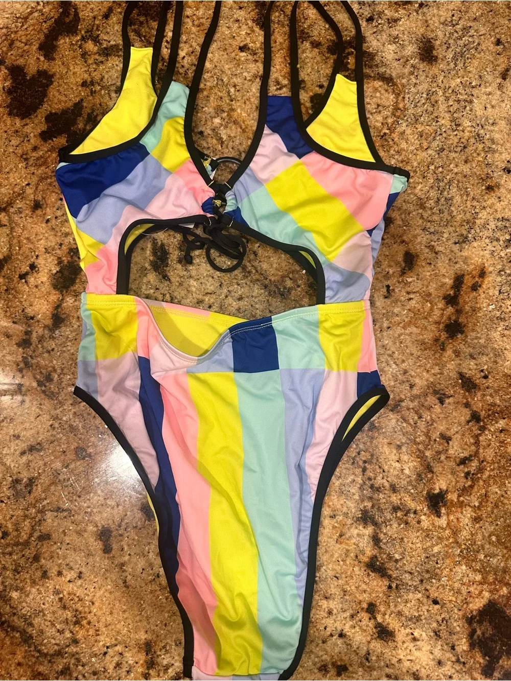 The Bikini Lab Multi-Color Cutout One-Piece Swimsuit with Ring Detail